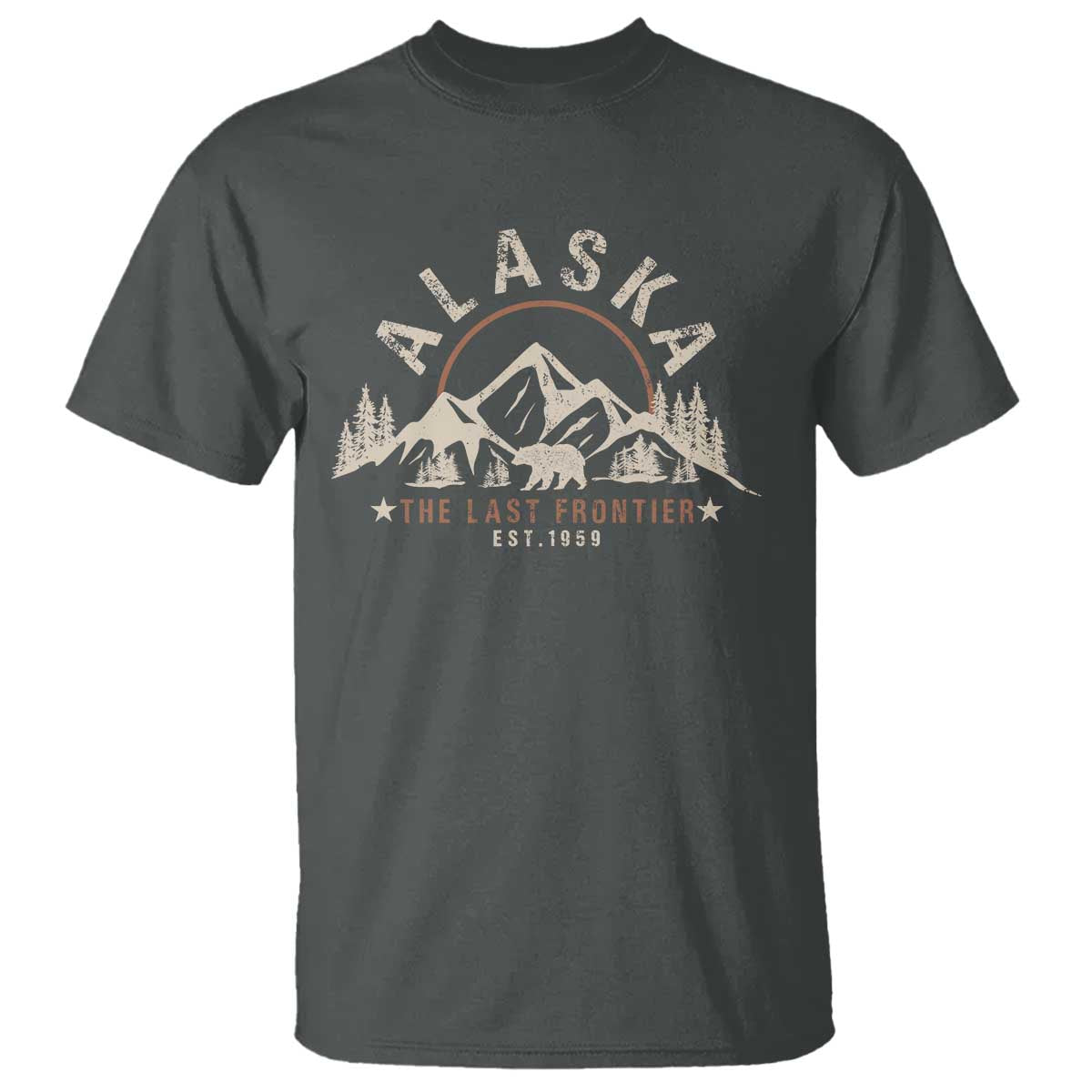 Alaska T Shirt Vintage Bear The Last Frontier Souvenir TS10 Dark Heather Print Your Wear