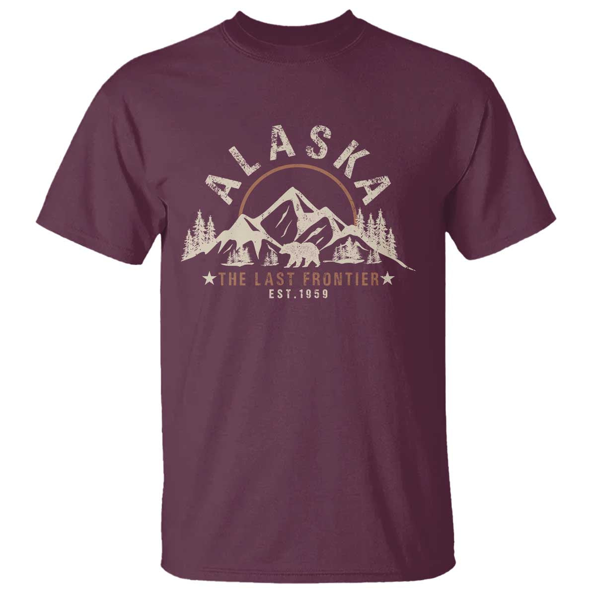 Alaska T Shirt Vintage Bear The Last Frontier Souvenir TS10 Maroon Print Your Wear