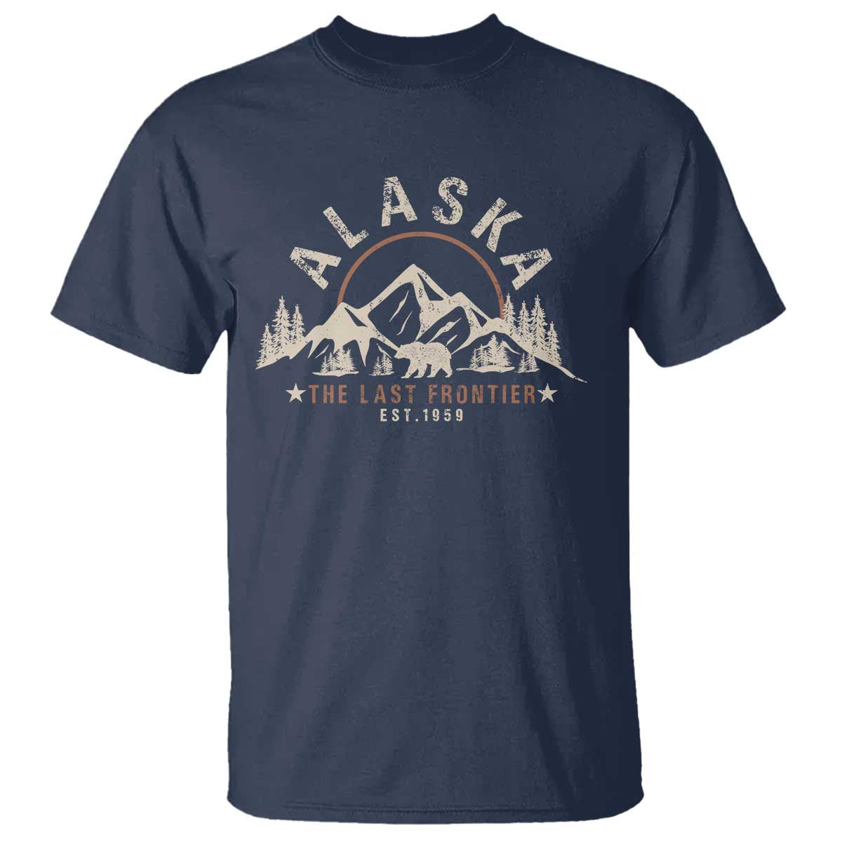 Alaska T Shirt Vintage Bear The Last Frontier Souvenir TS10 Navy Print Your Wear