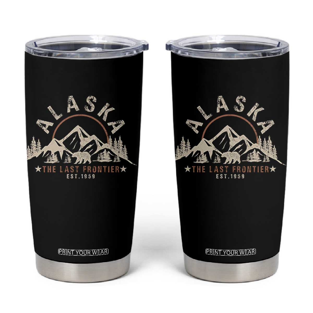 Alaska Tumbler Cup Vintage Bear The Last Frontier Souvenir TS10 Black Print Your Wear