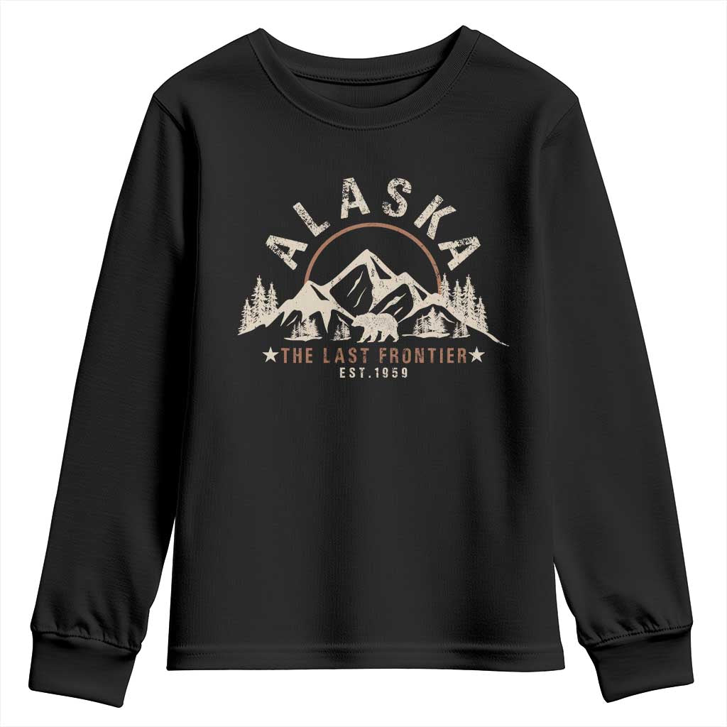 Alaska Youth Sweatshirt Vintage Bear The Last Frontier Souvenir TS10 Black Print Your Wear