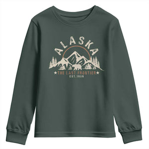 Alaska Youth Sweatshirt Vintage Bear The Last Frontier Souvenir TS10 Dark Forest Green Print Your Wear