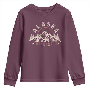 Alaska Youth Sweatshirt Vintage Bear The Last Frontier Souvenir TS10 Maroon Print Your Wear