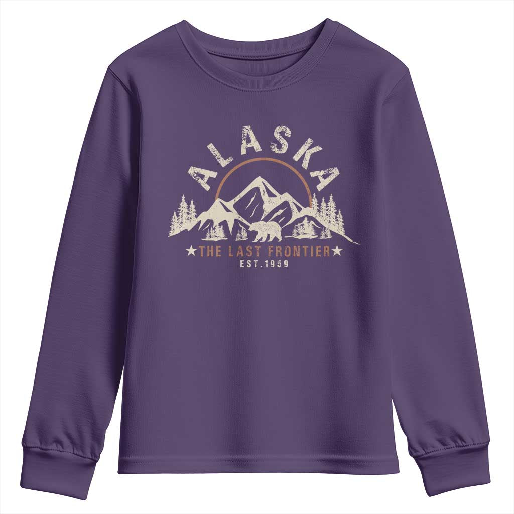 Alaska Youth Sweatshirt Vintage Bear The Last Frontier Souvenir TS10 Purple Print Your Wear