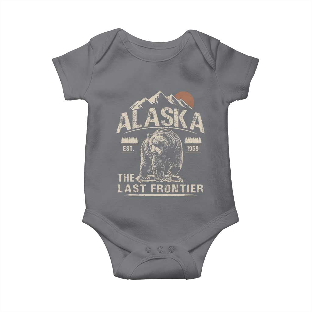 Bear Alaska The Last Frontier Baby Onesie Vintage Alaska Camping Hiking Mountain TS10 Charcoal Print Your Wear