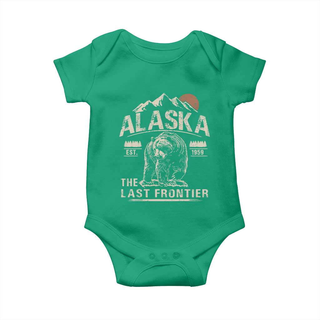 Bear Alaska The Last Frontier Baby Onesie Vintage Alaska Camping Hiking Mountain TS10 Irish Green Print Your Wear