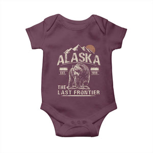 Bear Alaska The Last Frontier Baby Onesie Vintage Alaska Camping Hiking Mountain TS10 Maroon Print Your Wear