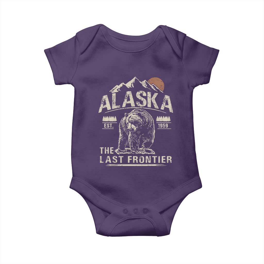 Bear Alaska The Last Frontier Baby Onesie Vintage Alaska Camping Hiking Mountain TS10 Purple Print Your Wear