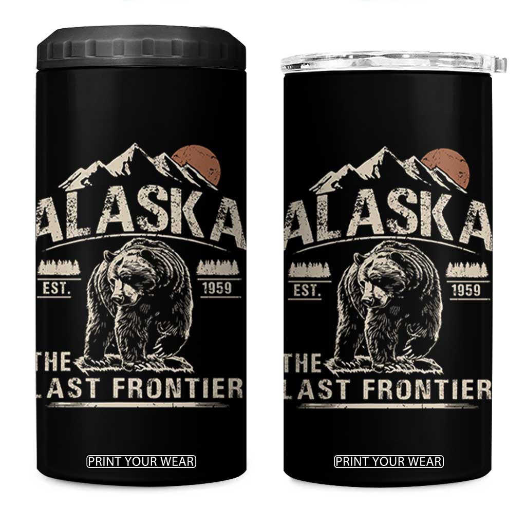 Bear Alaska The Last Frontier 4 in 1 Can Cooler Tumbler Vintage Alaska Camping Hiking Mountain TS10 One Size: 16 oz Black Print Your Wear