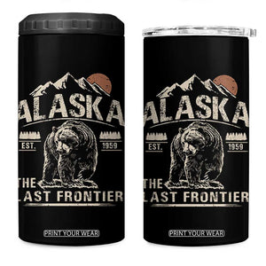 Bear Alaska The Last Frontier 4 in 1 Can Cooler Tumbler Vintage Alaska Camping Hiking Mountain TS10 One Size: 16 oz Black Print Your Wear