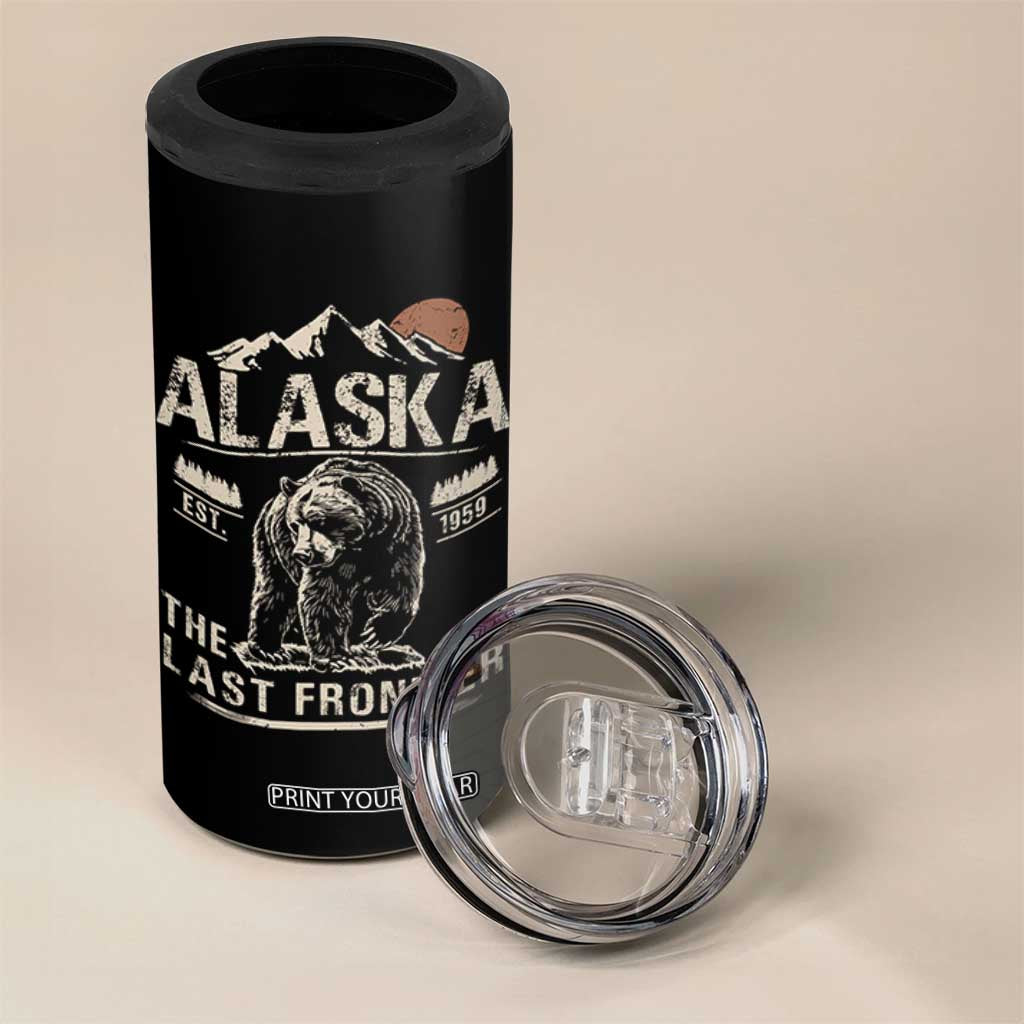 Bear Alaska The Last Frontier 4 in 1 Can Cooler Tumbler Vintage Alaska Camping Hiking Mountain TS10 Print Your Wear