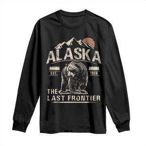 Bear Alaska The Last Frontier Long Sleeve Shirt Vintage Alaska Camping Hiking Mountain TS10 Black Print Your Wear