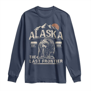 Bear Alaska The Last Frontier Long Sleeve Shirt Vintage Alaska Camping Hiking Mountain TS10 Navy Print Your Wear