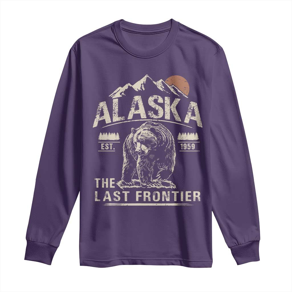 Bear Alaska The Last Frontier Long Sleeve Shirt Vintage Alaska Camping Hiking Mountain TS10 Purple Print Your Wear