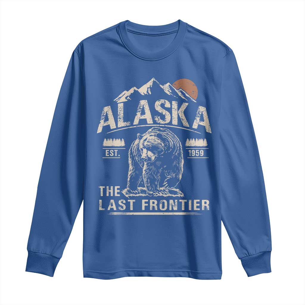 Bear Alaska The Last Frontier Long Sleeve Shirt Vintage Alaska Camping Hiking Mountain TS10 Royal Blue Print Your Wear