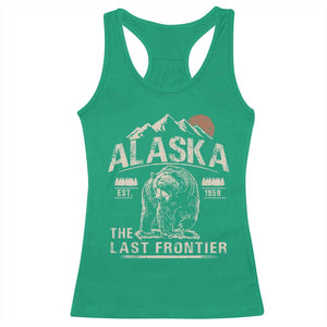 Bear Alaska The Last Frontier Racerback Tank Top Vintage Alaska Camping Hiking Mountain TS10 Irish Green Print Your Wear
