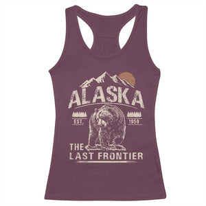 Bear Alaska The Last Frontier Racerback Tank Top Vintage Alaska Camping Hiking Mountain TS10 Maroon Print Your Wear