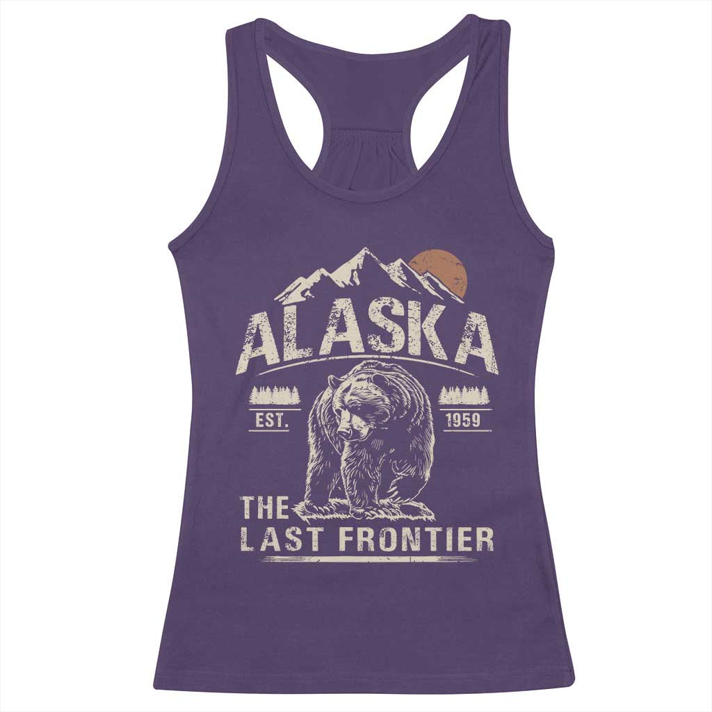Bear Alaska The Last Frontier Racerback Tank Top Vintage Alaska Camping Hiking Mountain TS10 Purple Print Your Wear