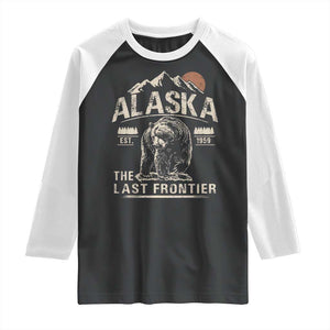 Bear Alaska The Last Frontier Raglan Shirt Vintage Alaska Camping Hiking Mountain TS10 Black White Print Your Wear