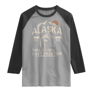 Bear Alaska The Last Frontier Raglan Shirt Vintage Alaska Camping Hiking Mountain TS10 Sport Gray Black Print Your Wear