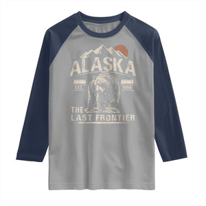 Bear Alaska The Last Frontier Raglan Shirt Vintage Alaska Camping Hiking Mountain TS10 Sport Gray Navy Print Your Wear