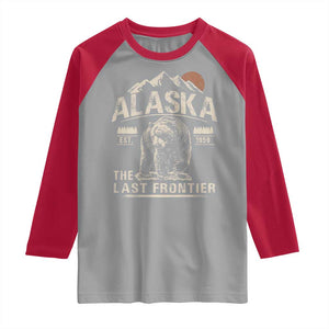 Bear Alaska The Last Frontier Raglan Shirt Vintage Alaska Camping Hiking Mountain TS10 Sport Gray Red Print Your Wear