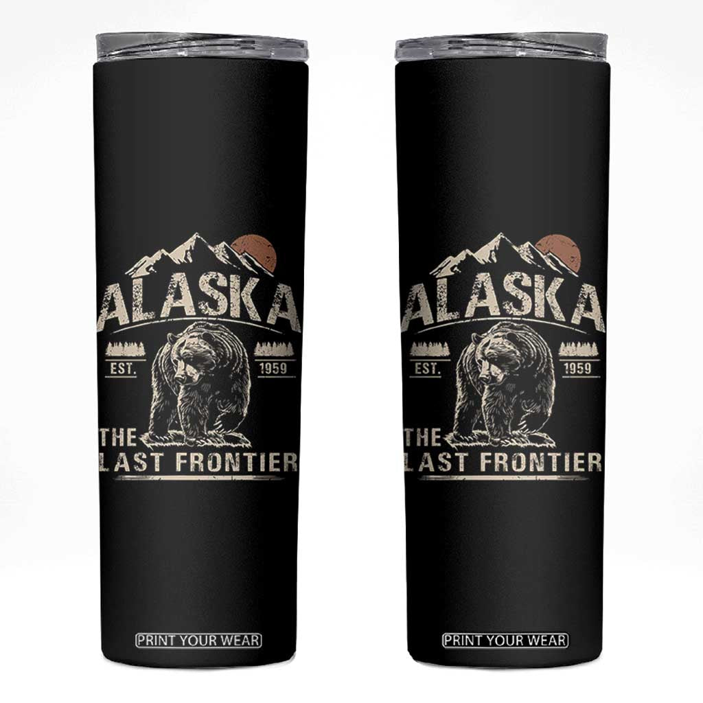 Bear Alaska The Last Frontier Skinny Tumbler Vintage Alaska Camping Hiking Mountain TS10 Black Print Your Wear