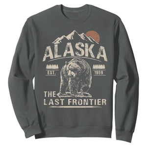 Bear Alaska The Last Frontier Sweatshirt Vintage Alaska Camping Hiking Mountain TS10 Dark Heather Print Your Wear