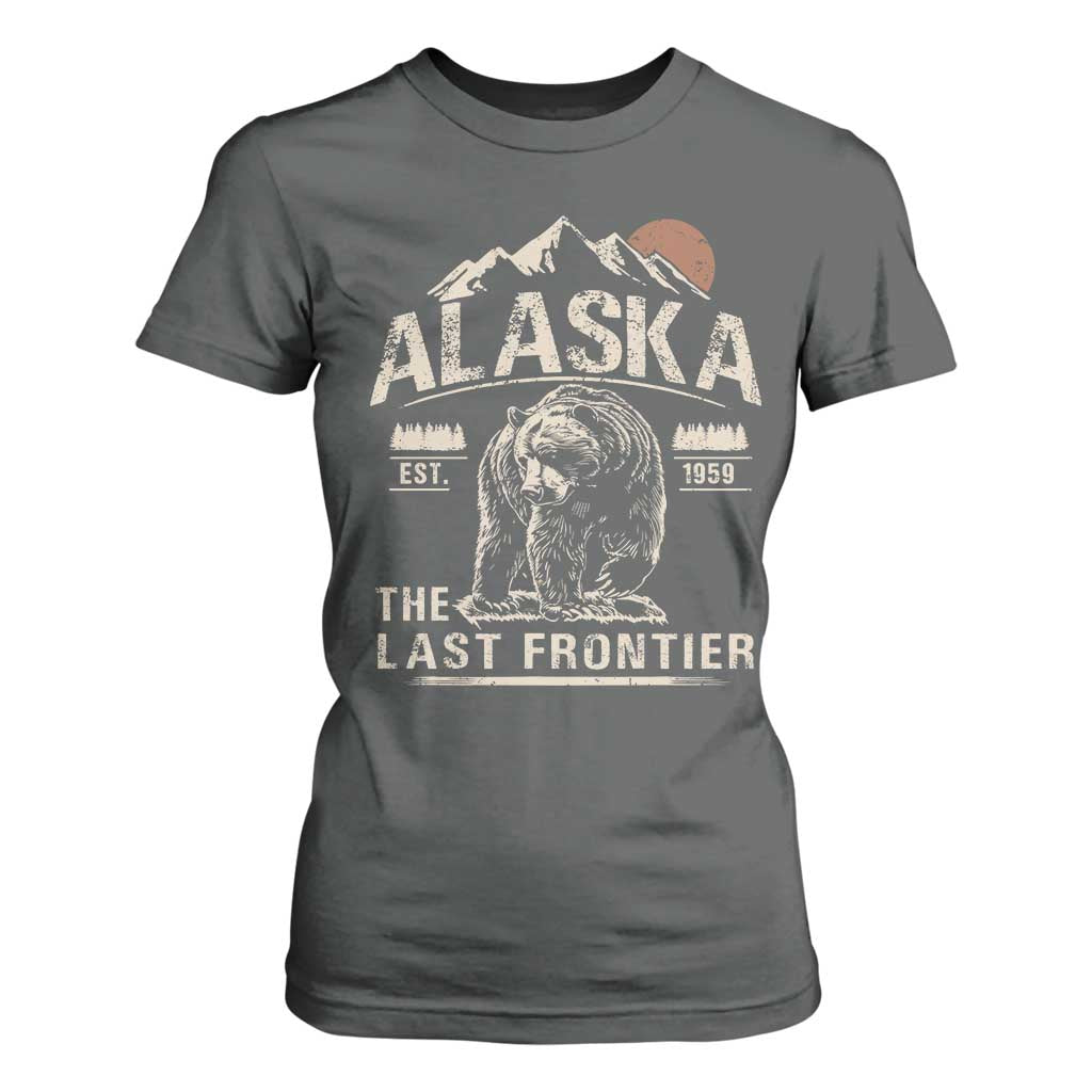 Bear Alaska The Last Frontier T Shirt For Women Vintage Alaska Camping Hiking Mountain TS10 Dark Heather Print Your Wear