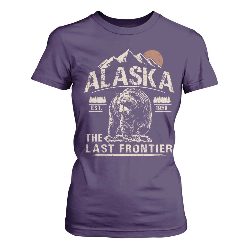 Bear Alaska The Last Frontier T Shirt For Women Vintage Alaska Camping Hiking Mountain TS10 Purple Print Your Wear