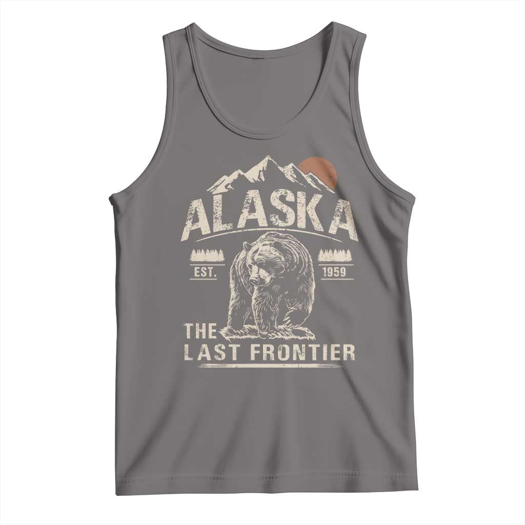 Bear Alaska The Last Frontier Tank Top Vintage Alaska Camping Hiking Mountain TS10 Deep Heather Print Your Wear