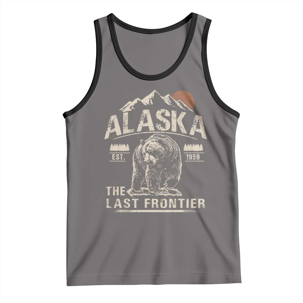 Bear Alaska The Last Frontier Tank Top Vintage Alaska Camping Hiking Mountain TS10 Deep Heather Black Print Your Wear