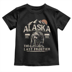 Bear Alaska The Last Frontier Toddler T Shirt Vintage Alaska Camping Hiking Mountain TS10 Black Print Your Wear