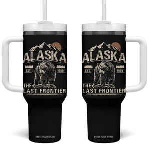 Bear Alaska The Last Frontier Tumbler With Handle Vintage Alaska Camping Hiking Mountain TS10 One Size: 40 oz Black Print Your Wear