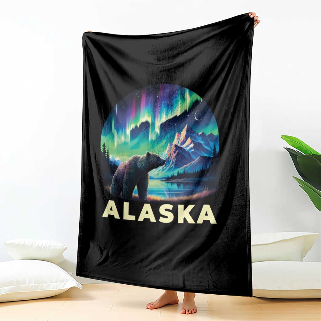 Bear Alaska Throw Blanket Alaskan Night Sky Northern Lights Aurora TS10 Print Your Wear