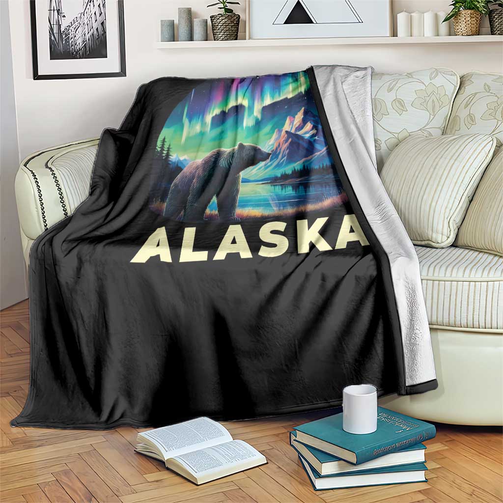 Bear Alaska Throw Blanket Alaskan Night Sky Northern Lights Aurora TS10 Print Your Wear