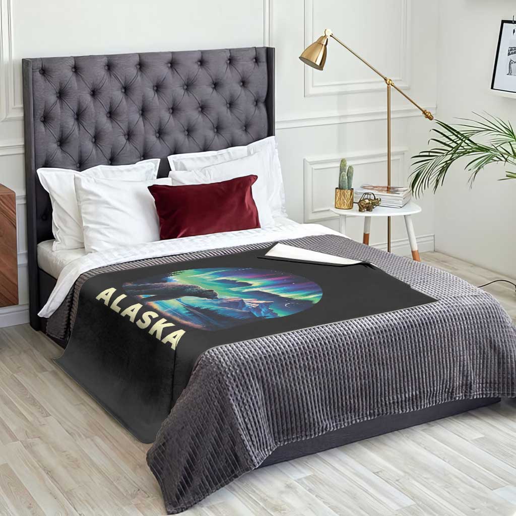 Bear Alaska Throw Blanket Alaskan Night Sky Northern Lights Aurora TS10 Print Your Wear