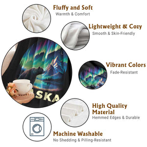 Bear Alaska Throw Blanket Alaskan Night Sky Northern Lights Aurora TS10 Print Your Wear