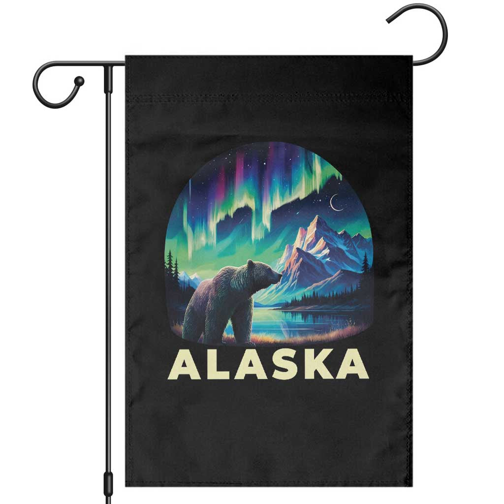 Bear Alaska Garden Flag Alaskan Night Sky Northern Lights Aurora TS10 Black Print Your Wear