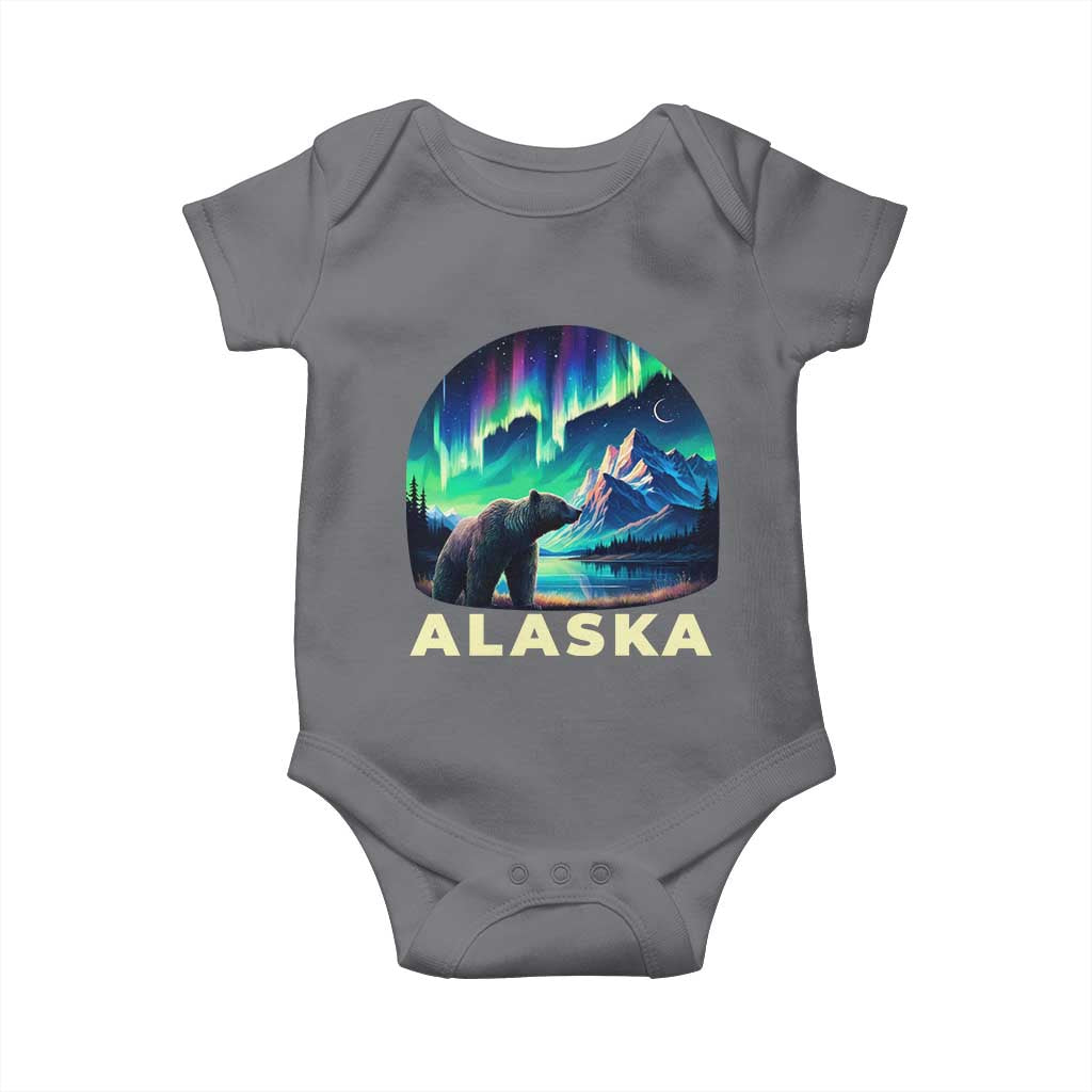 Bear Alaska Baby Onesie Alaskan Night Sky Northern Lights Aurora TS10 Charcoal Print Your Wear