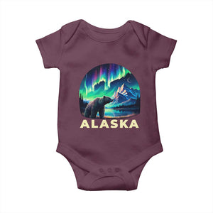 Bear Alaska Baby Onesie Alaskan Night Sky Northern Lights Aurora TS10 Maroon Print Your Wear