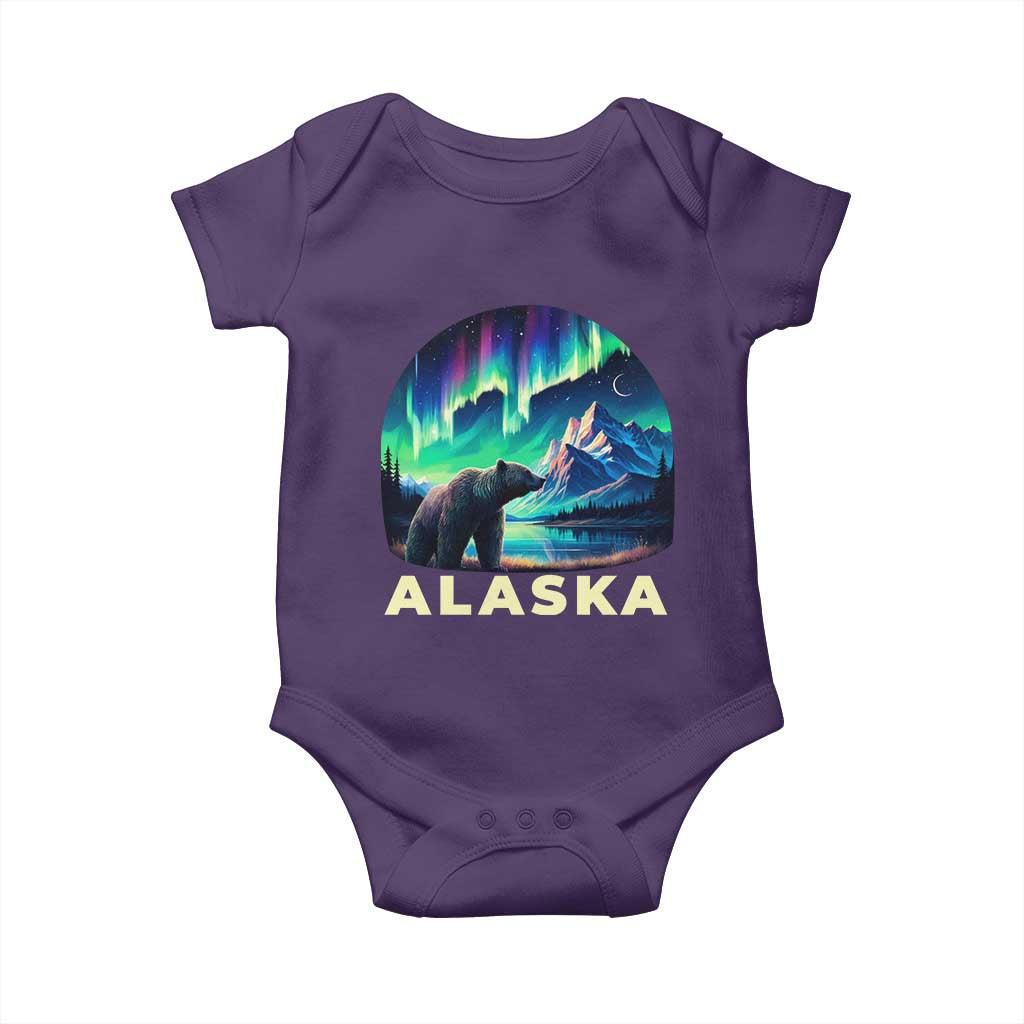 Bear Alaska Baby Onesie Alaskan Night Sky Northern Lights Aurora TS10 Purple Print Your Wear