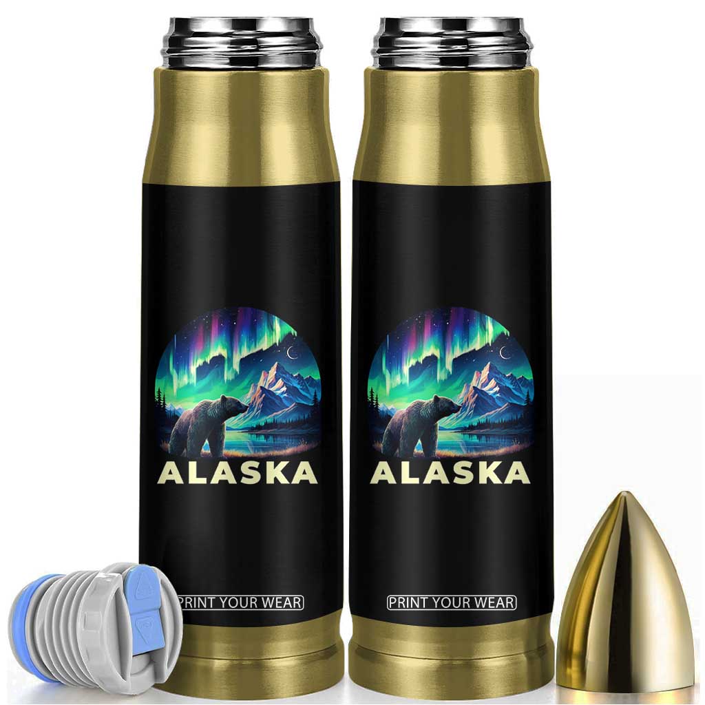 Bear Alaska Bullet Tumbler Alaskan Night Sky Northern Lights Aurora TS10 Black Print Your Wear