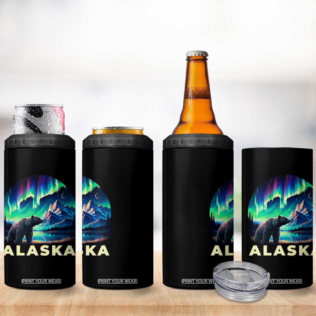 Bear Alaska 4 in 1 Can Cooler Tumbler Alaskan Night Sky Northern Lights Aurora TS10 Print Your Wear