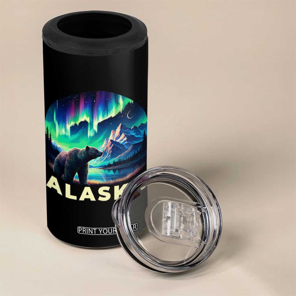 Bear Alaska 4 in 1 Can Cooler Tumbler Alaskan Night Sky Northern Lights Aurora TS10 Print Your Wear
