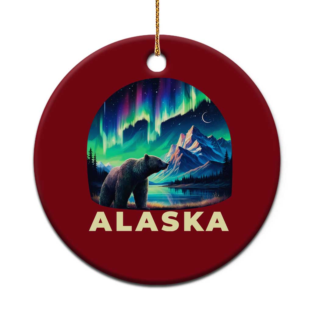 Bear Alaska Ceramic Ornament Alaskan Night Sky Northern Lights Aurora TS10 1pc Red Print Your Wear