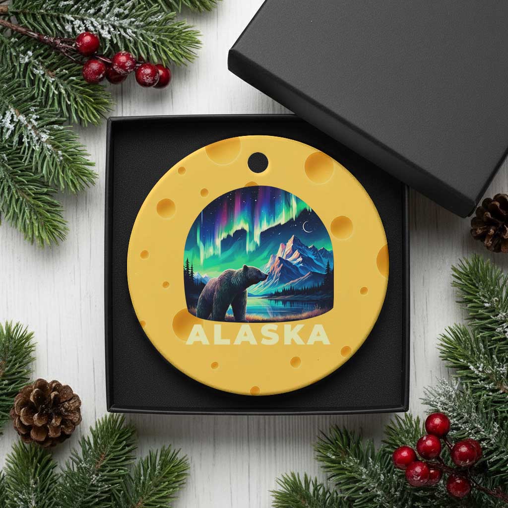Bear Alaska Ceramic Ornament Alaskan Night Sky Northern Lights Aurora TS10 1pc Yellow Cheese Print Your Wear