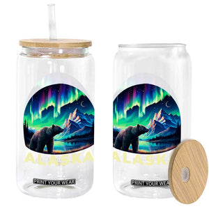 Bear Alaska Glass Can Alaskan Night Sky Northern Lights Aurora TS10 Print Your Wear