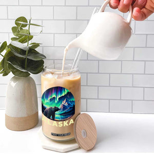Bear Alaska Glass Can Alaskan Night Sky Northern Lights Aurora TS10 Print Your Wear