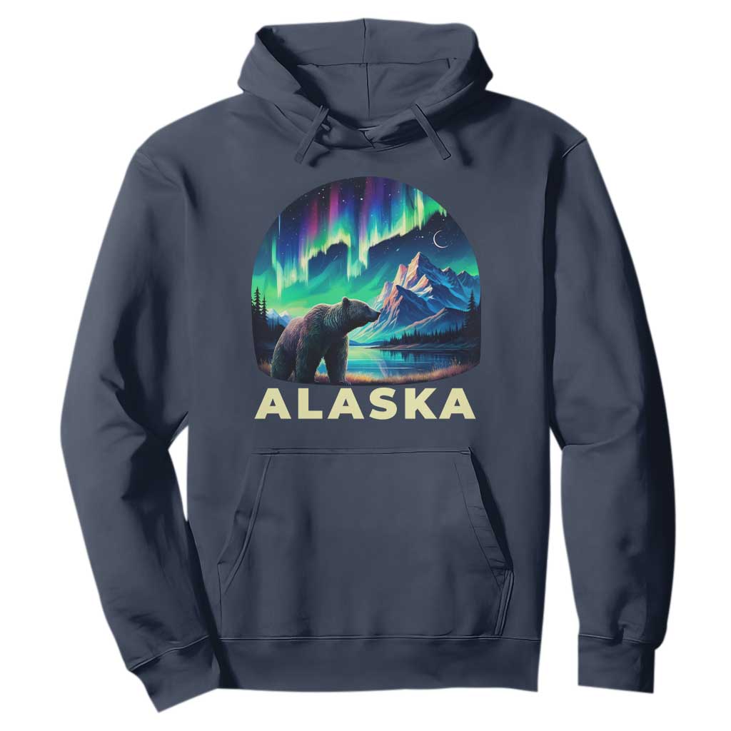 Bear Alaska Hoodie Alaskan Night Sky Northern Lights Aurora TS10 Navy Print Your Wear